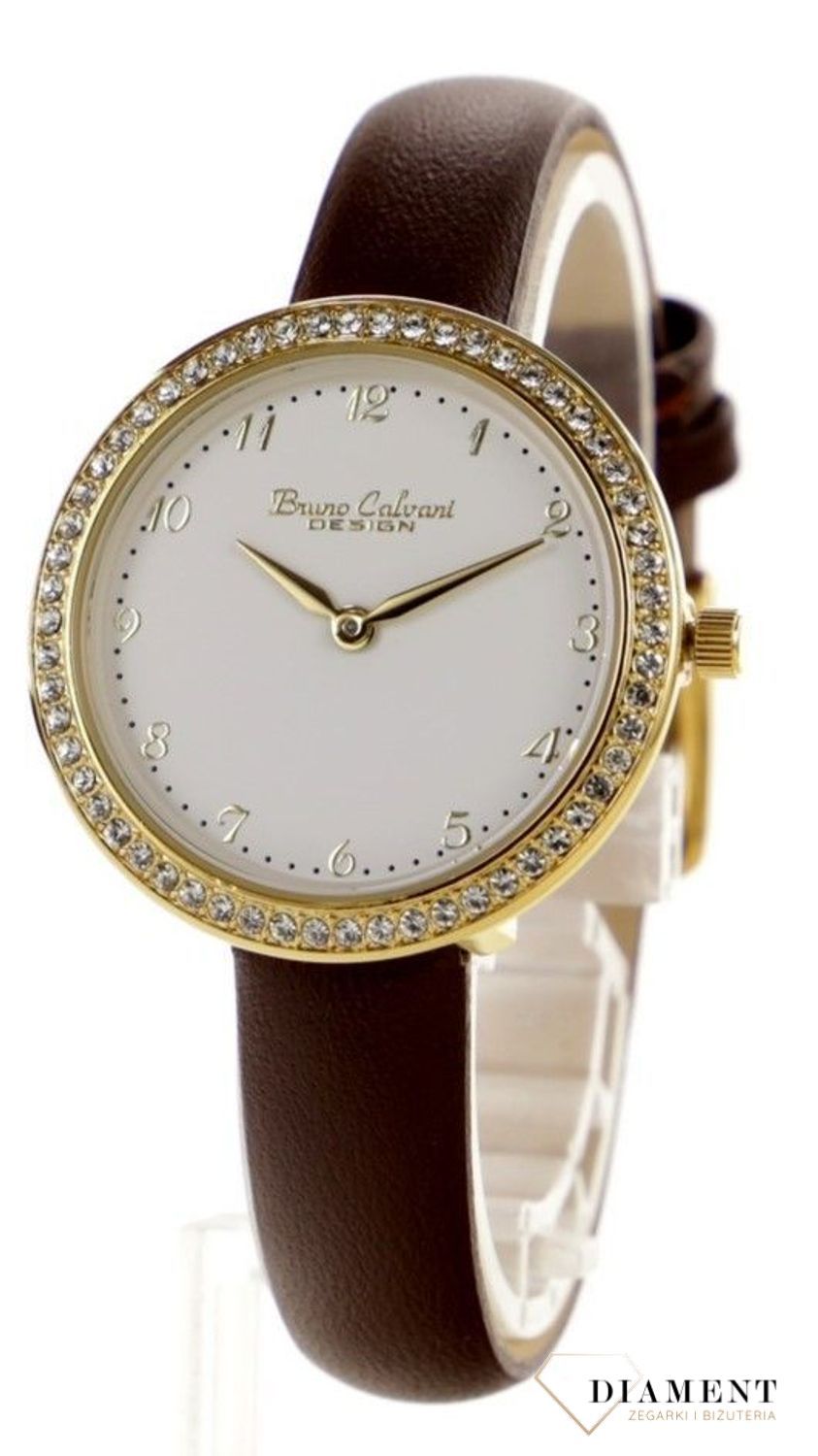 Zegarek damski na brązowym pasku Bruno Calvani BC9894 GOLD BIAŁA TARCZA.jpg